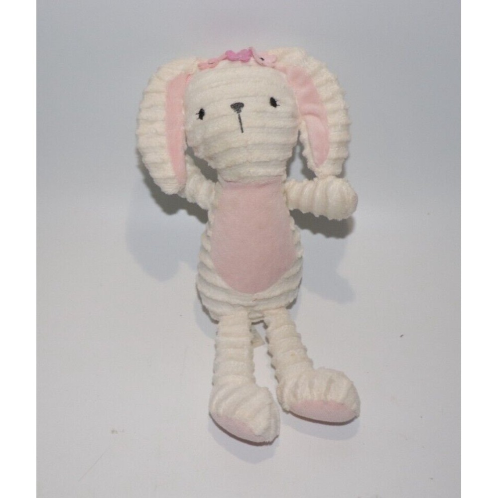 Chick Pea Bunny Rabbit Plush Stuffed Pink white Ribbed Lovey 10" GUC